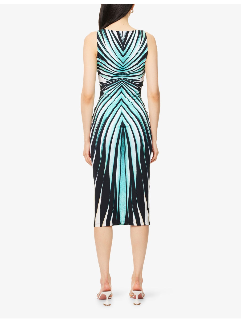 Striped Plunge Stretch-Woven Midi Dress - 4
