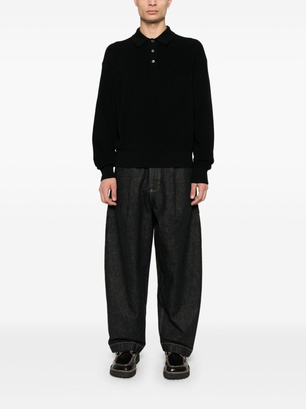 ribbed-knit polo shirt - 2
