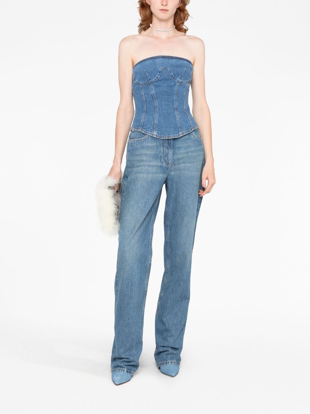 strapless denim corset top - 2