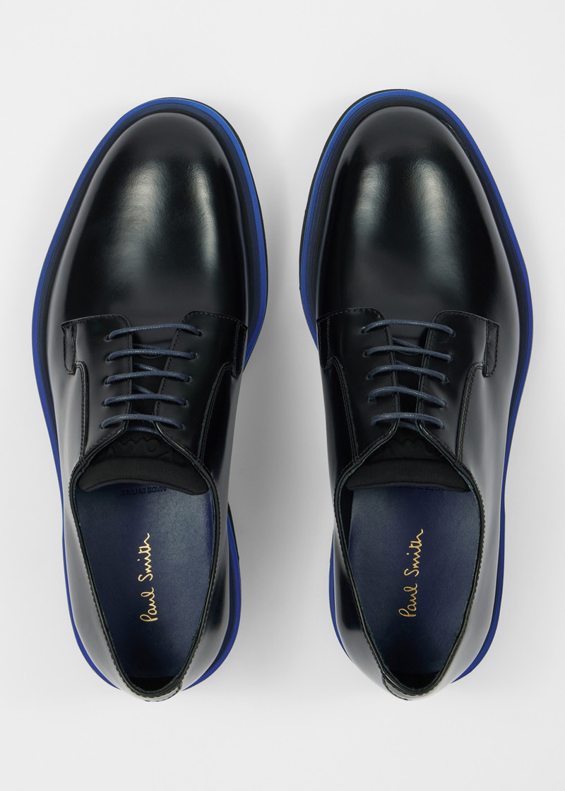 Black High-Shine Leather 'Ras' Derby Shoes 3