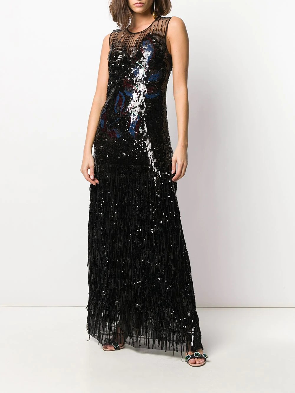 floral motif sequin gown - 2