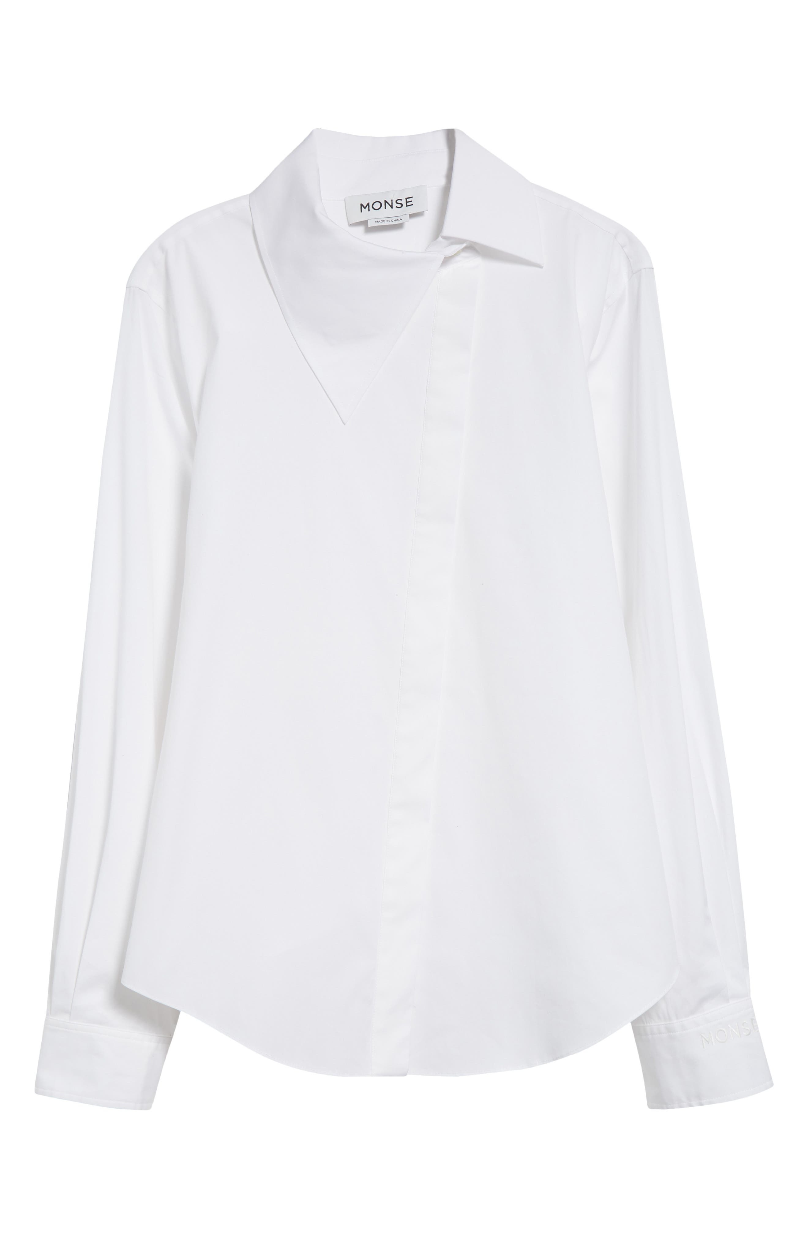 MONSE Asymmetric Collar Button-Up Shirt in Ivory at Nordstrom - 6