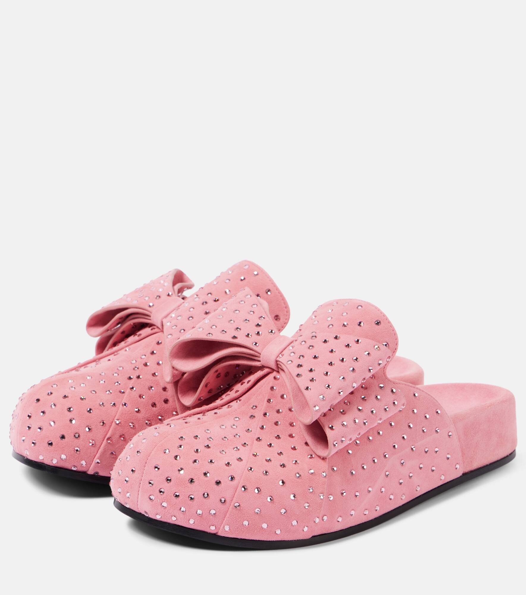Le Cadeau embellished suede clogs - 4