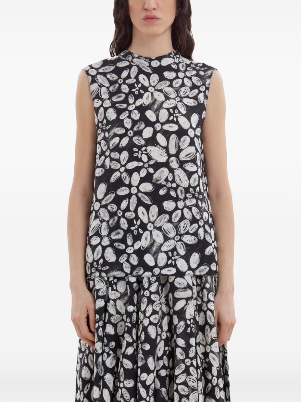 floral-print sleeveless top - 3