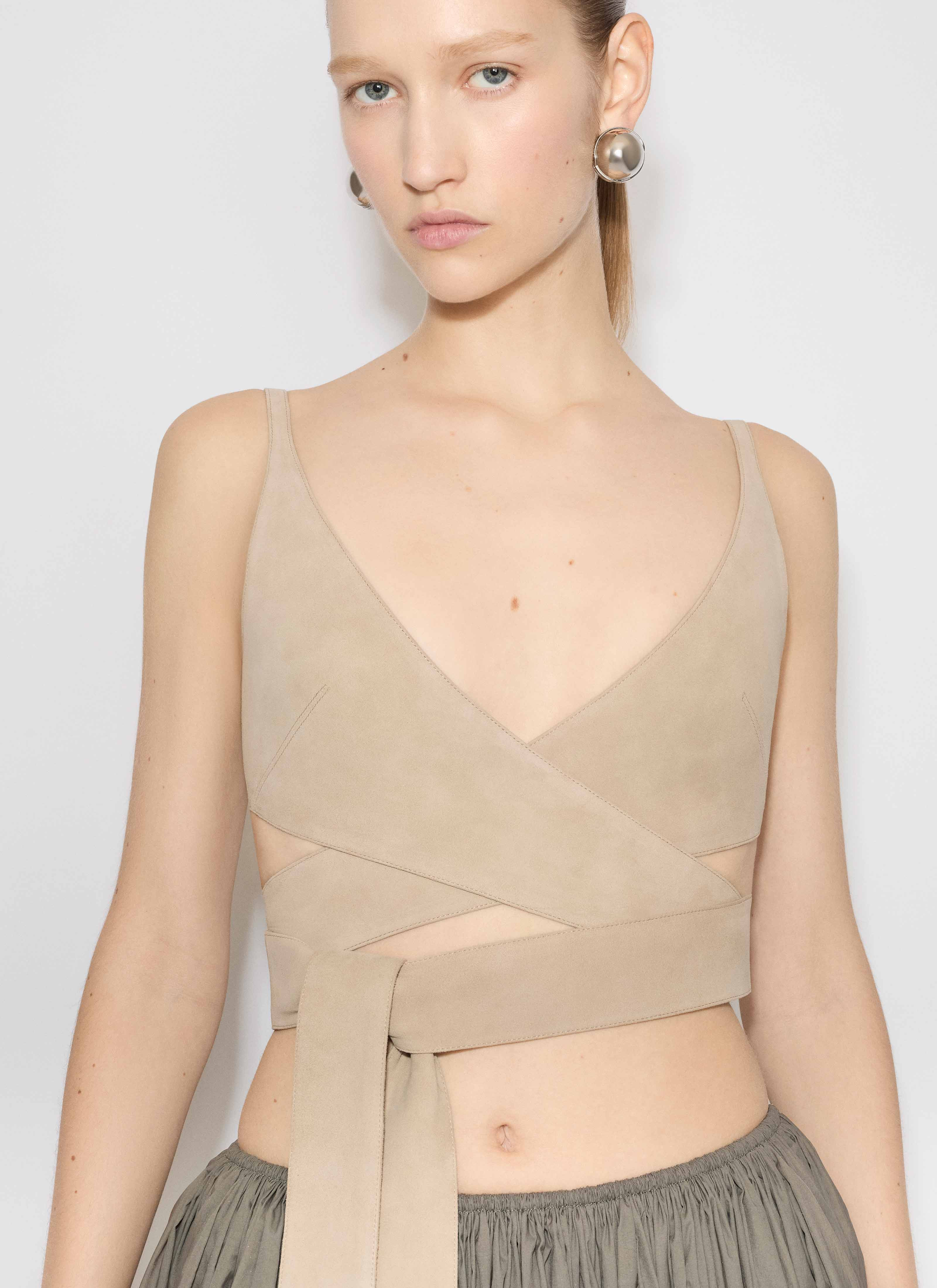 LEATHER CRISS CROSS TOP - 6