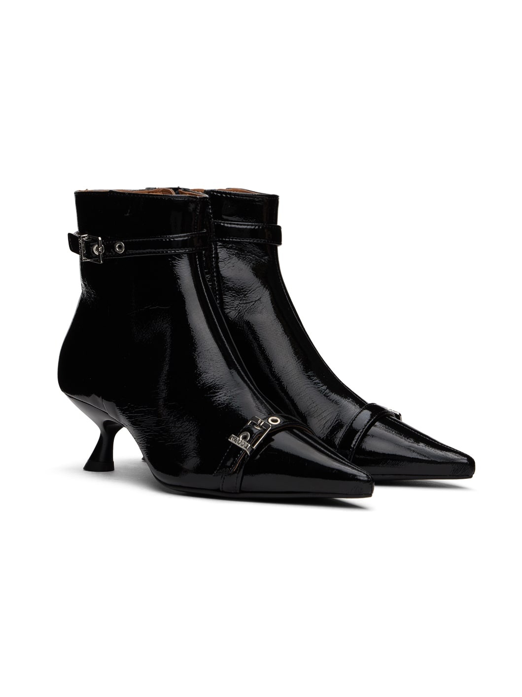 Black Eyelets Kitten Heel Boots - 4