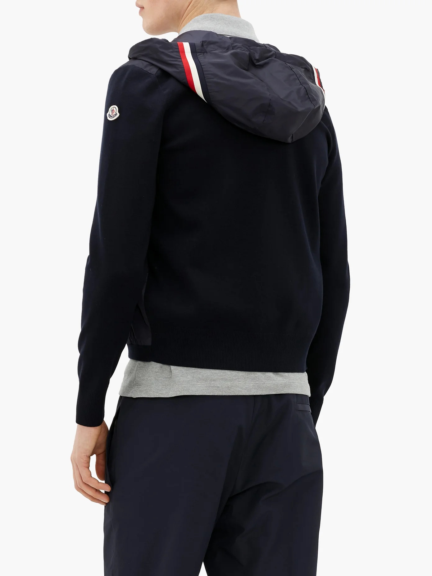 Nylon-panel zip-through hooded cotton sweatshirt - 6