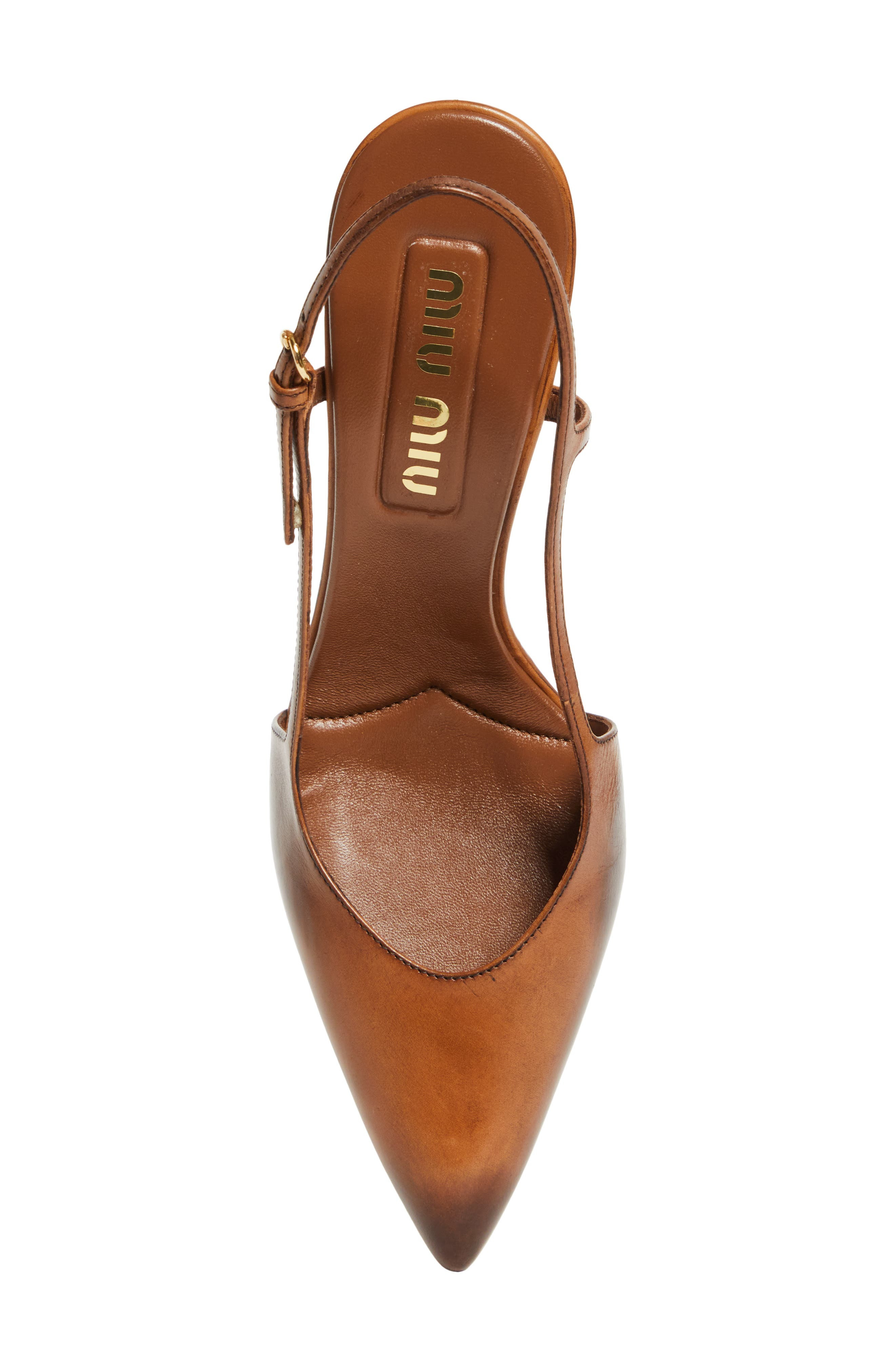 Miu Miu Waxed Calfskin Slingback Pump in Cognac at Nordstrom - 5
