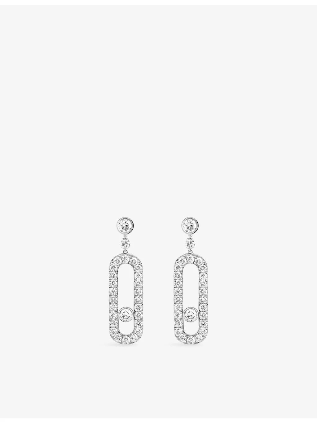 Move Uno 18ct white-gold and diamond earrings - 1