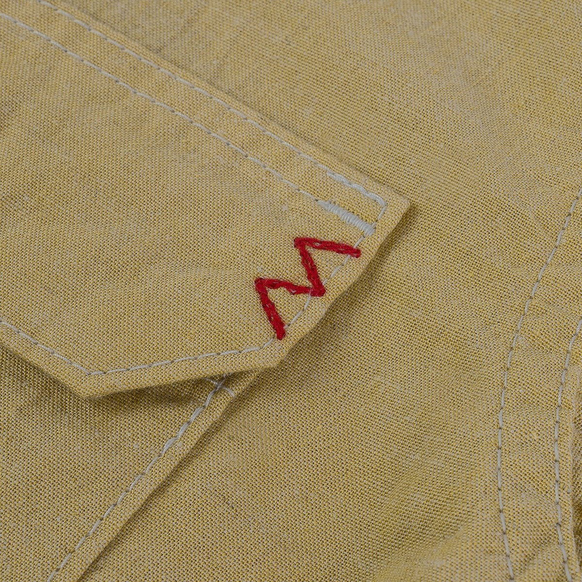 IHSH-388-YEL 4oz Selvedge Short Sleeved Summer Shirt - Yellow - 11