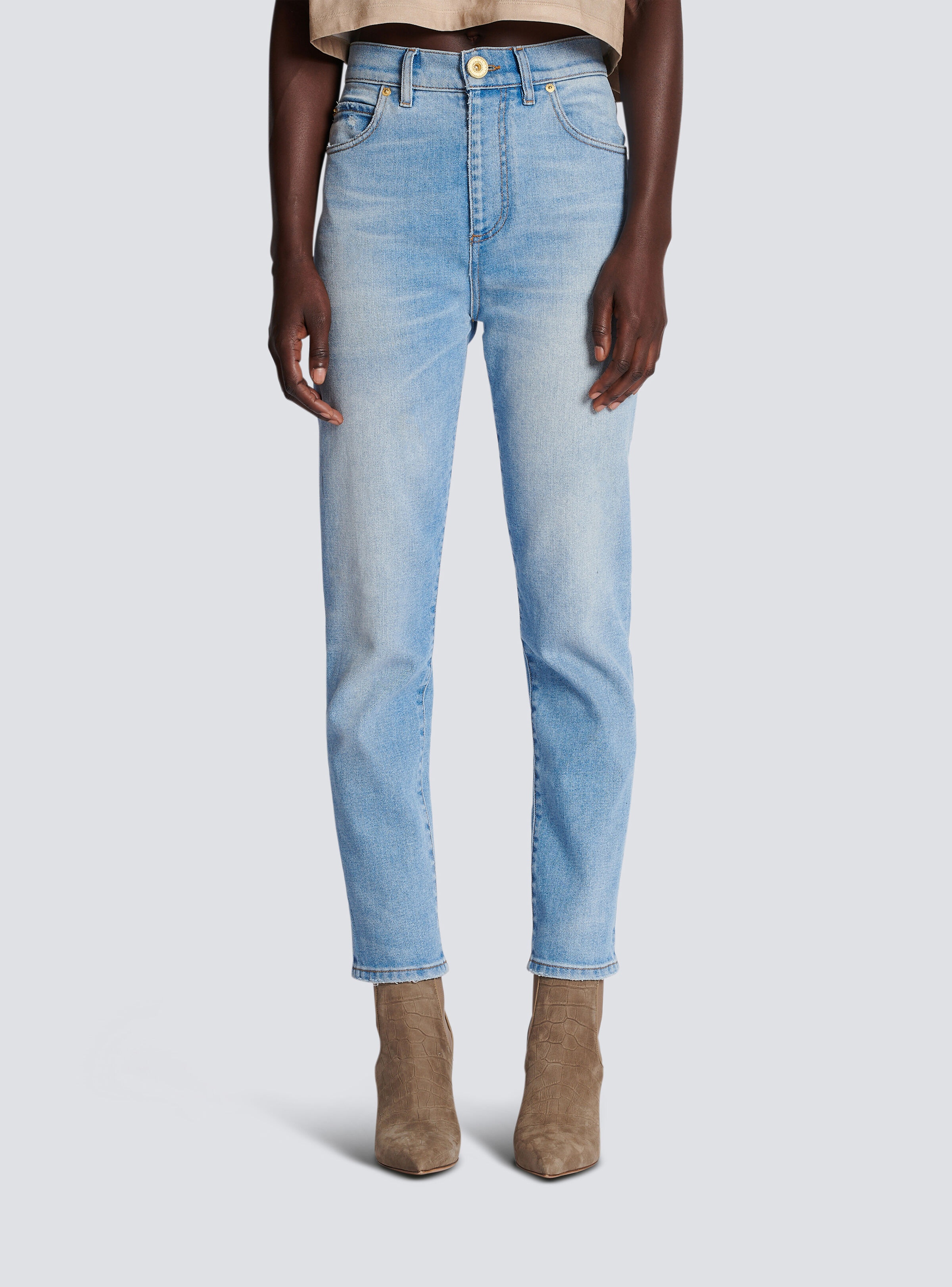 Faded denim slim fit jeans - 5