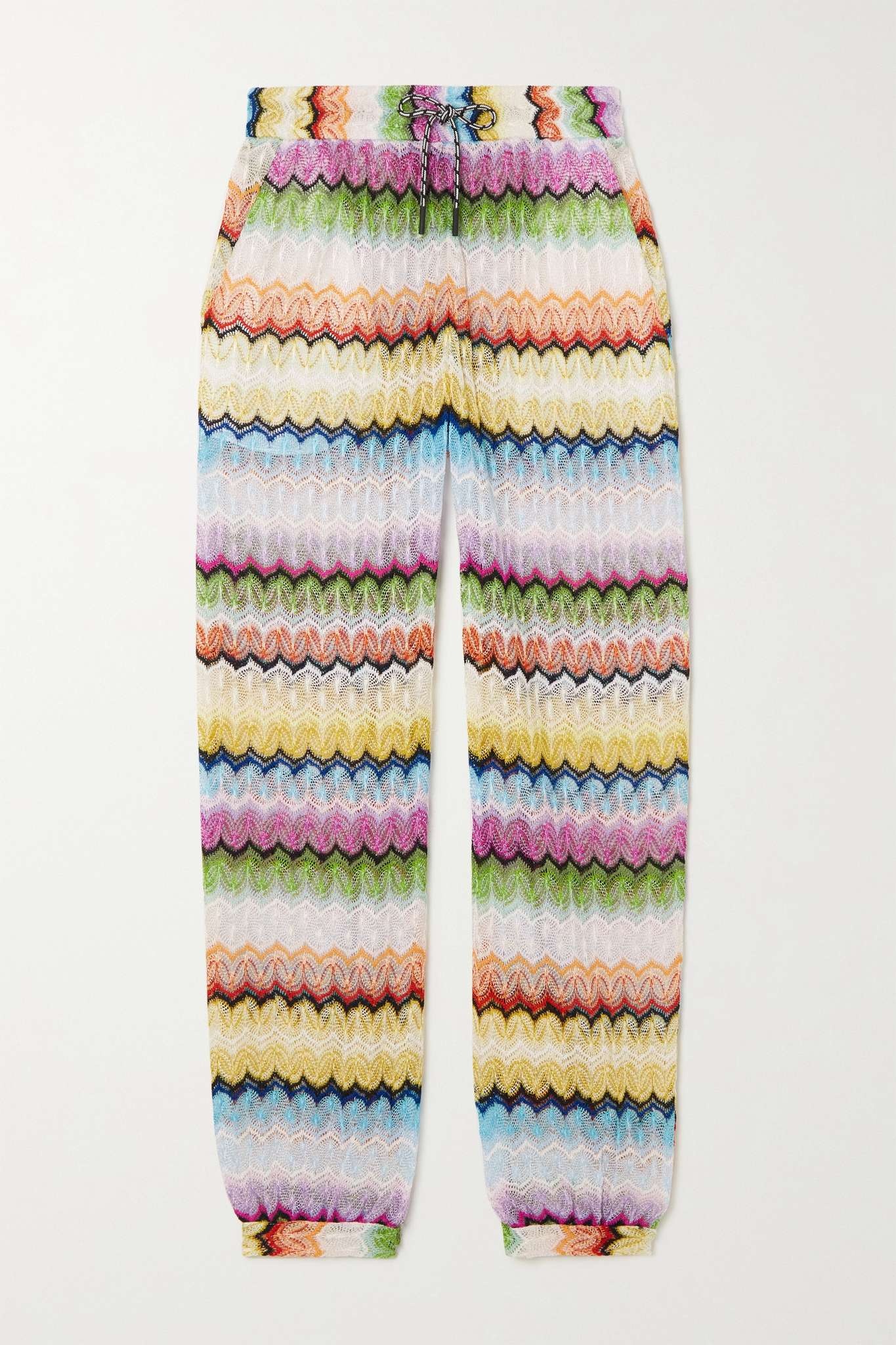 Striped crochet-knit track pants - 1