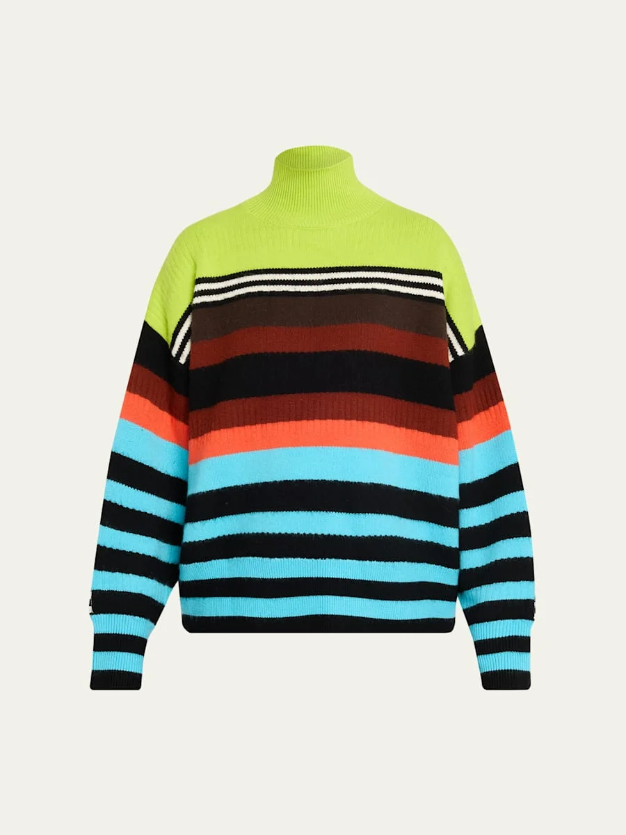 Striped Brushed Wool Turtleneck Sweater - 1