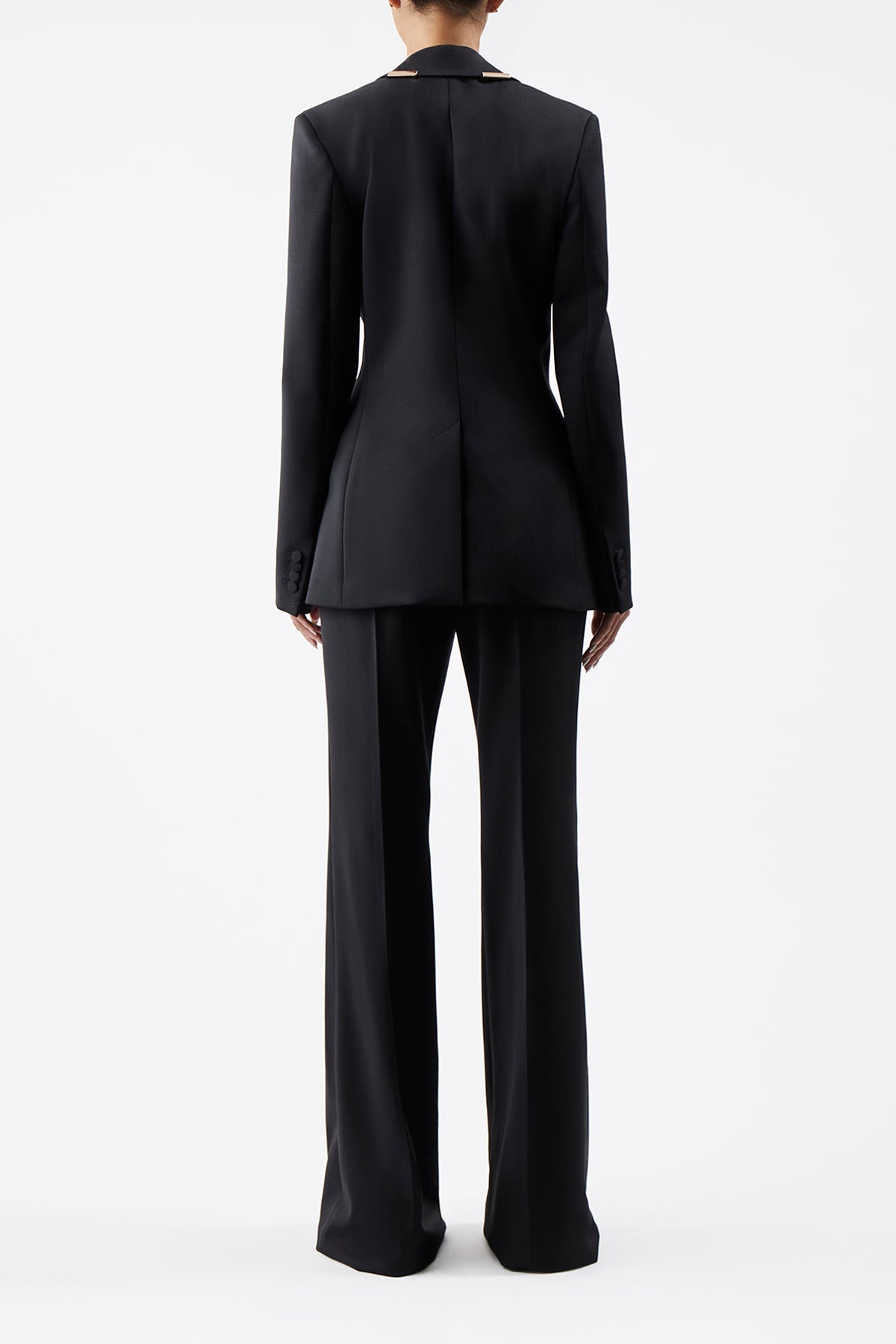 Leiva Blazer in Black Sportswear Wool with Gold Bars - 5