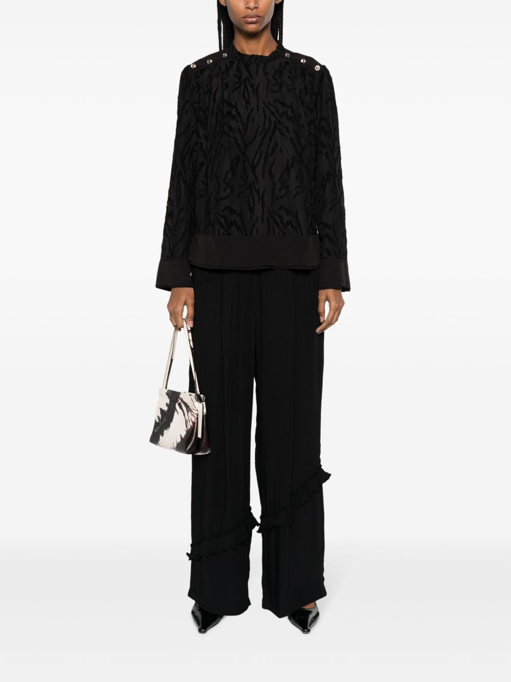 Shadow Vines mock-neck jacquard blouse - 2