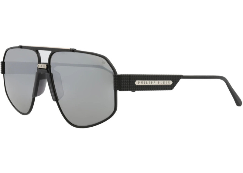 PHILIPP PLEIN Philipp Plein Aviator-Frame Titanium Sunglasses Black Black Silver (SPP106M-63-541X) outlook