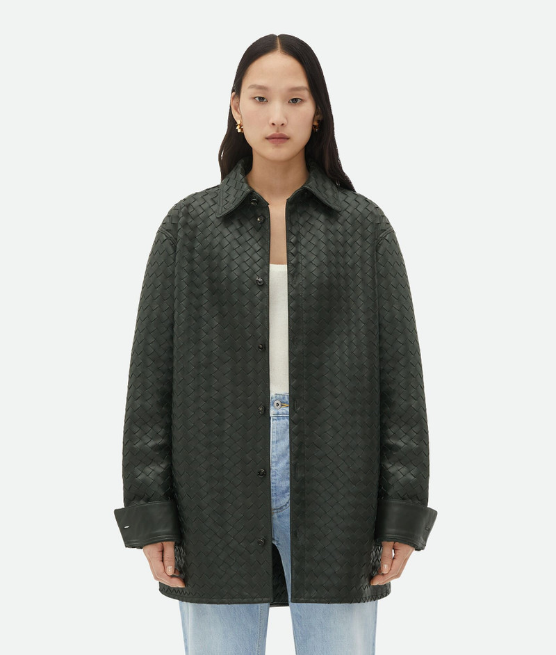 Intrecciato Oversized Leather Shirt 1