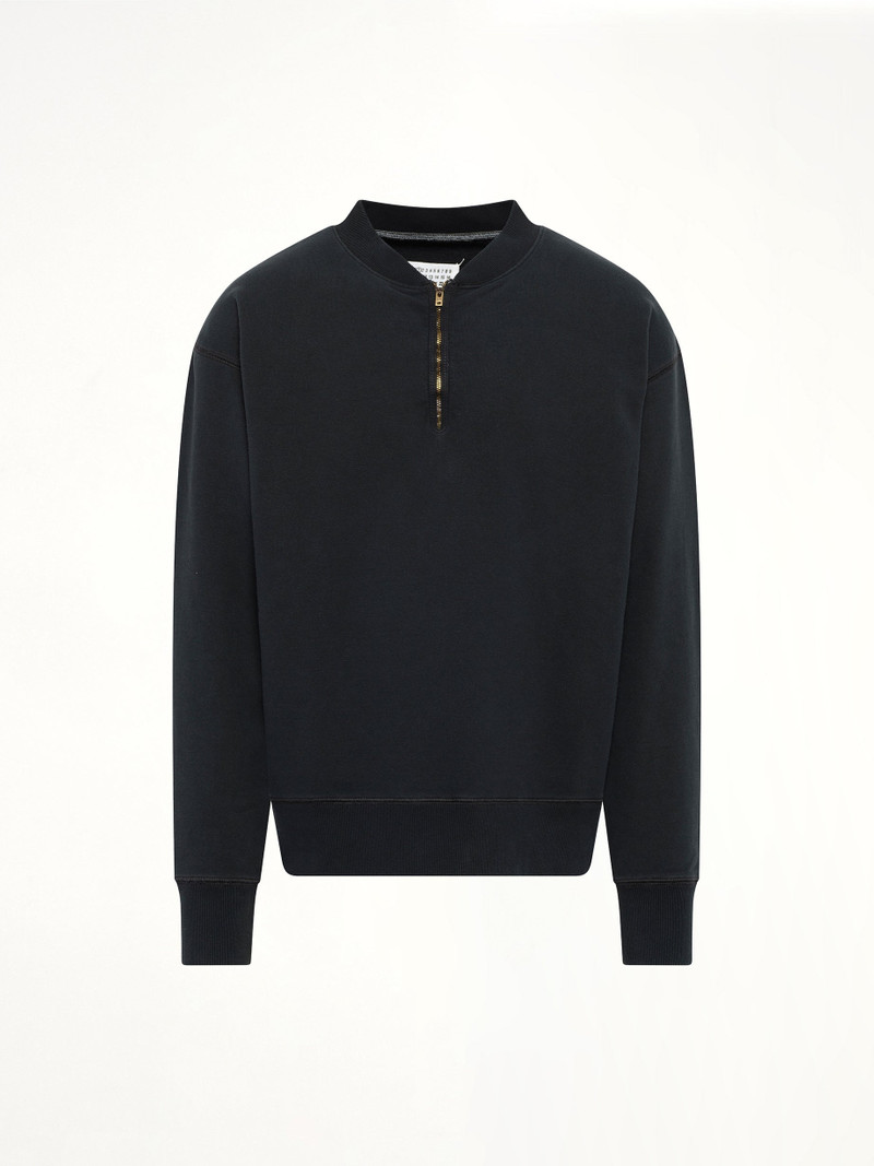 Maison Margiela Cotton Fleece Zip Sweatshirt in Vintage Carbon outlook