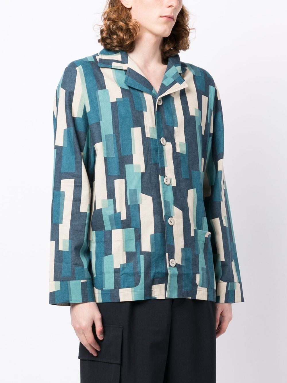 geometric-print button-up shirt - 3