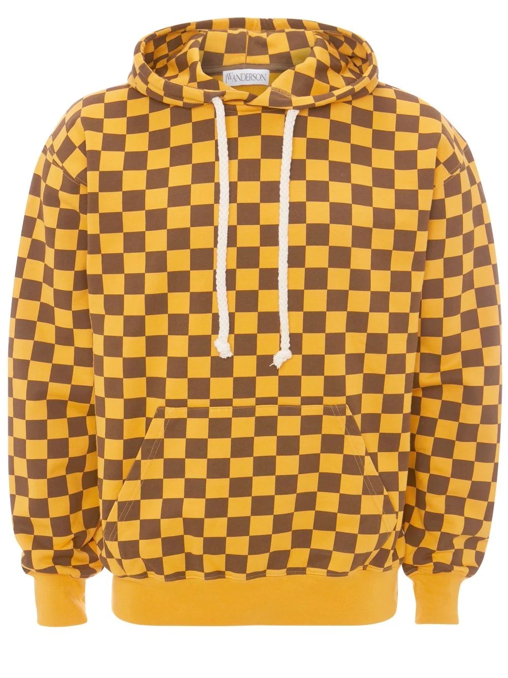 check-print cotton hoodie - 1