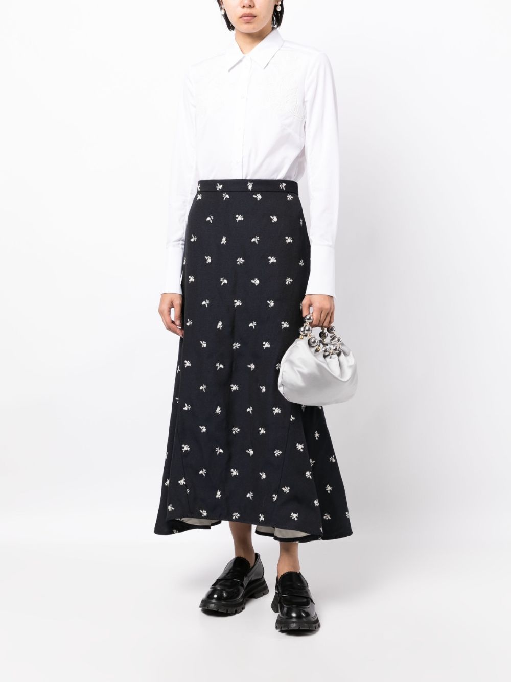 panelled bouquet-print midi skirt - 2