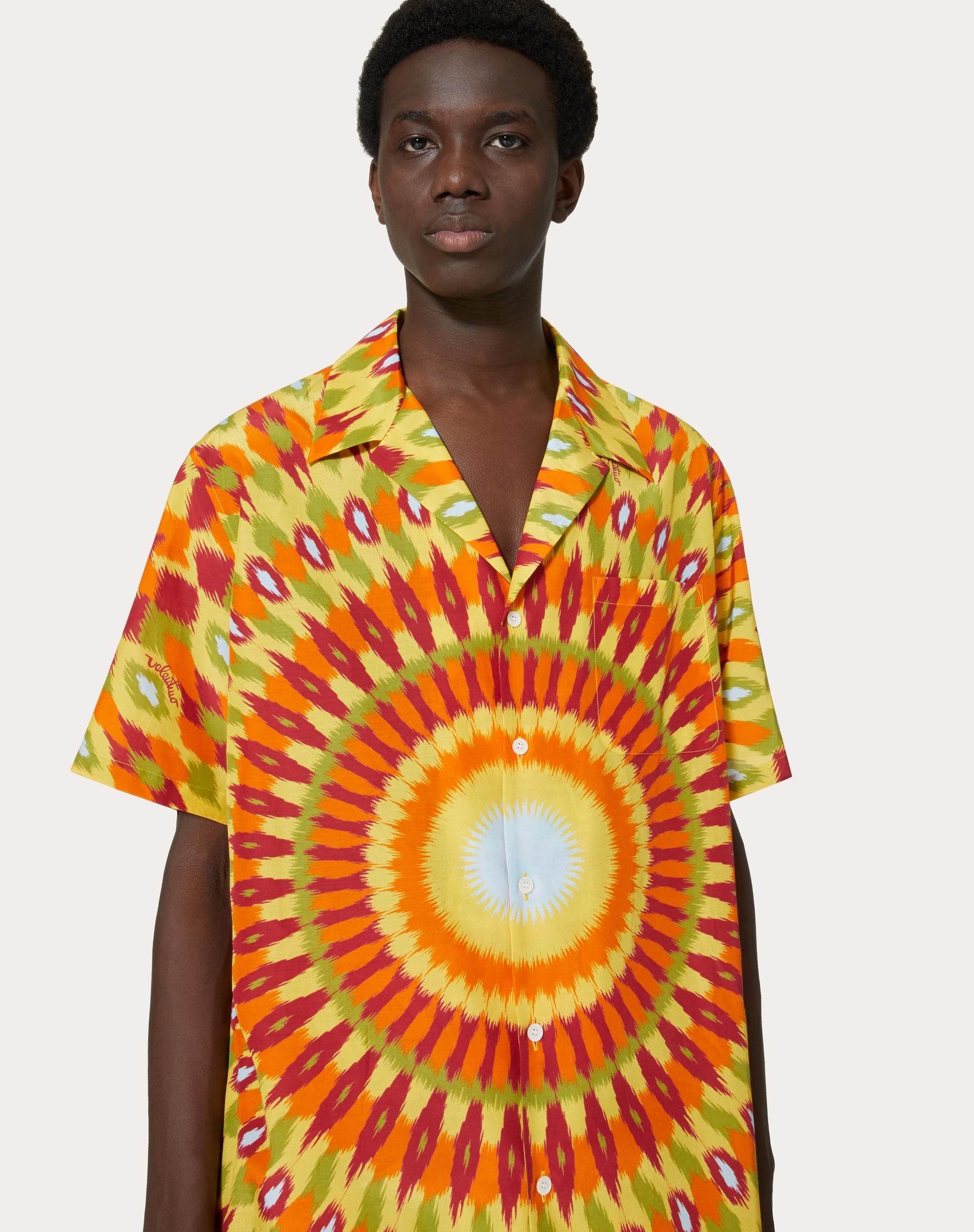 ROUND RAIN PRINT SILK AND COTTON SHIRT - 5