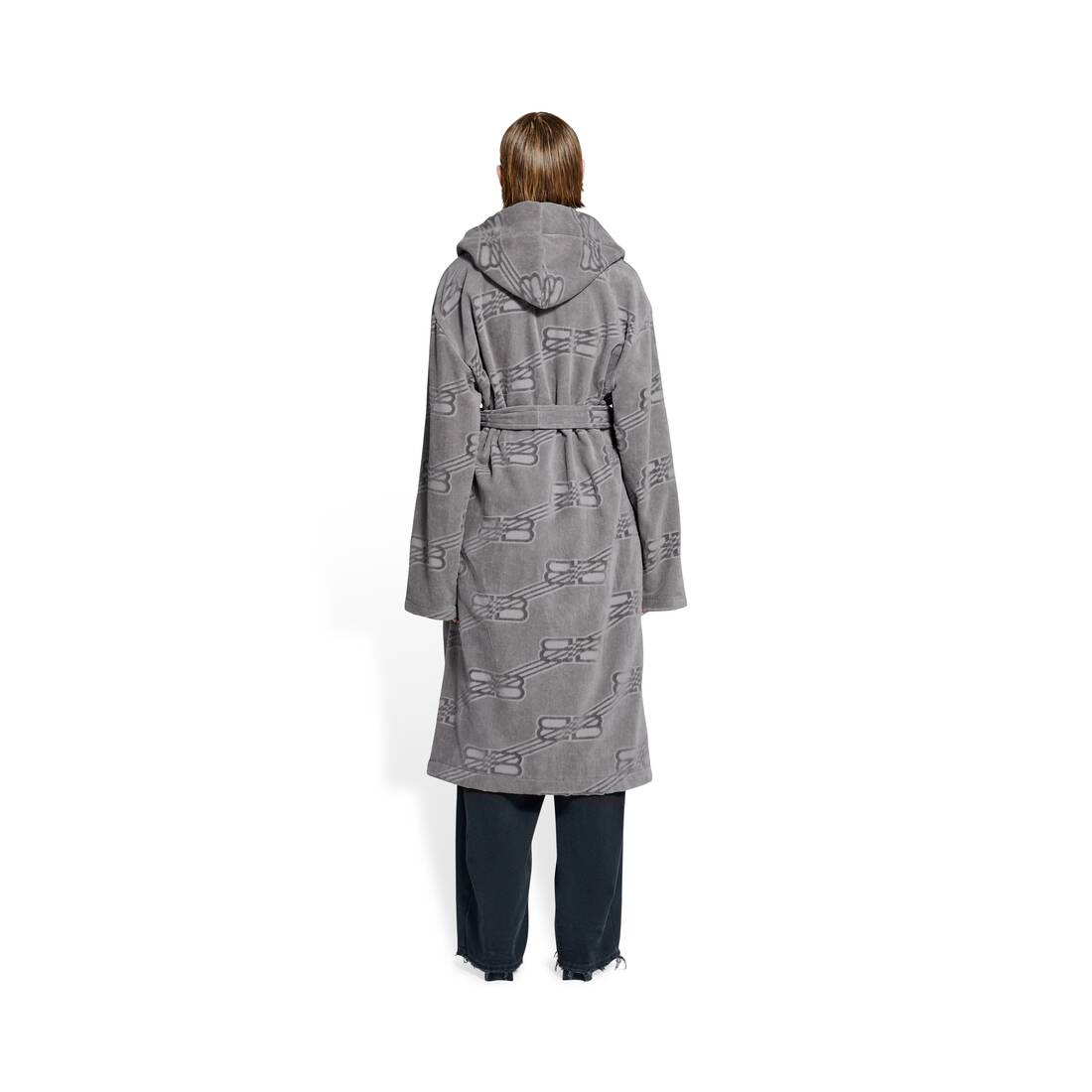 Women's Bb Monogram Towel Bathrobe in Grey - 4