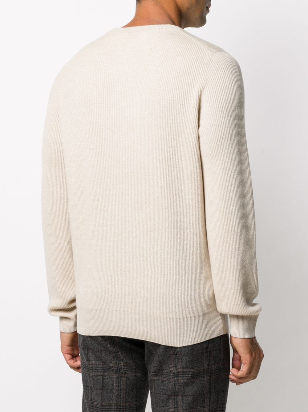 ribbed-knit crew neck jumper - 4