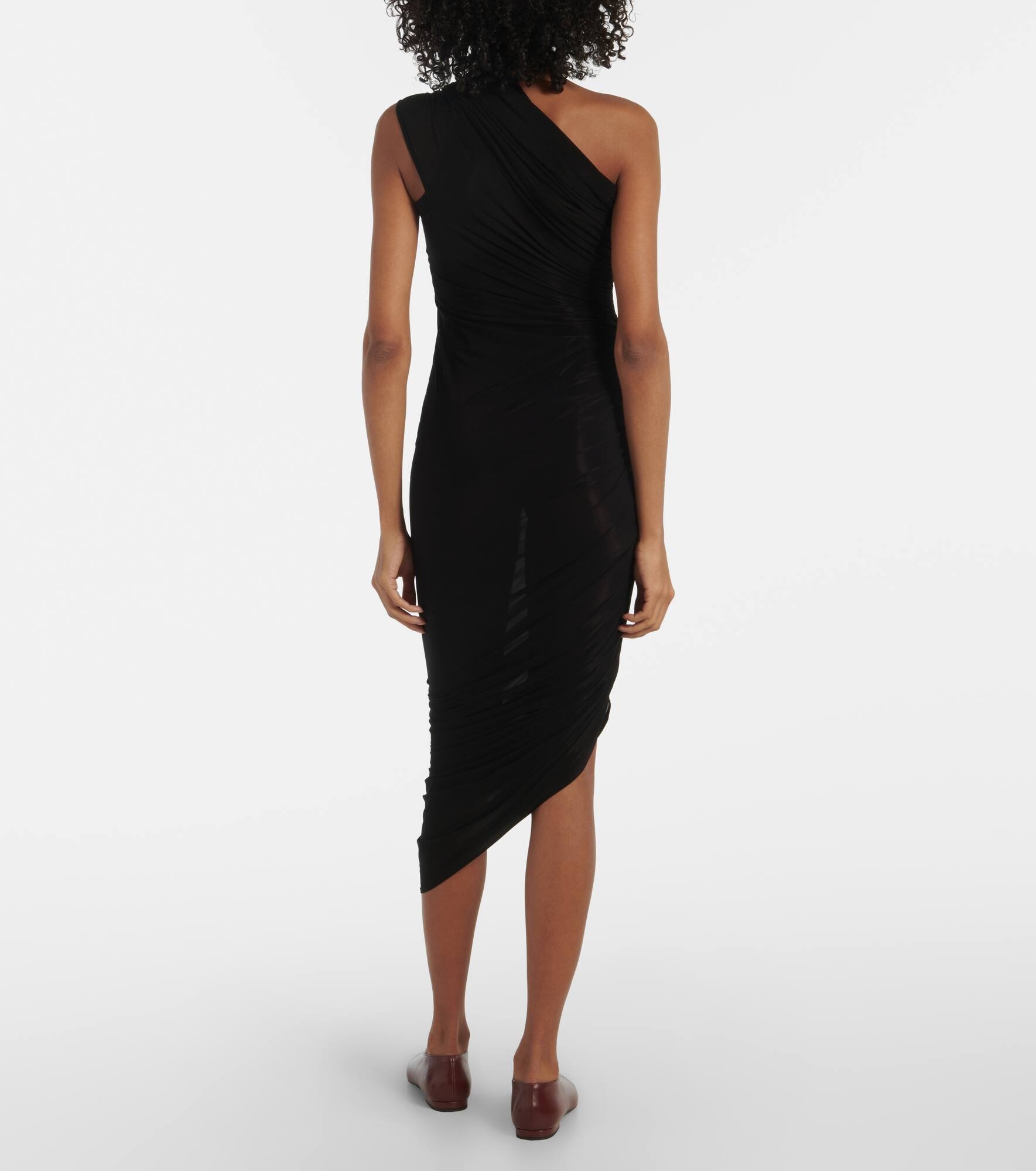 One-shoulder ruched midi dress - 3