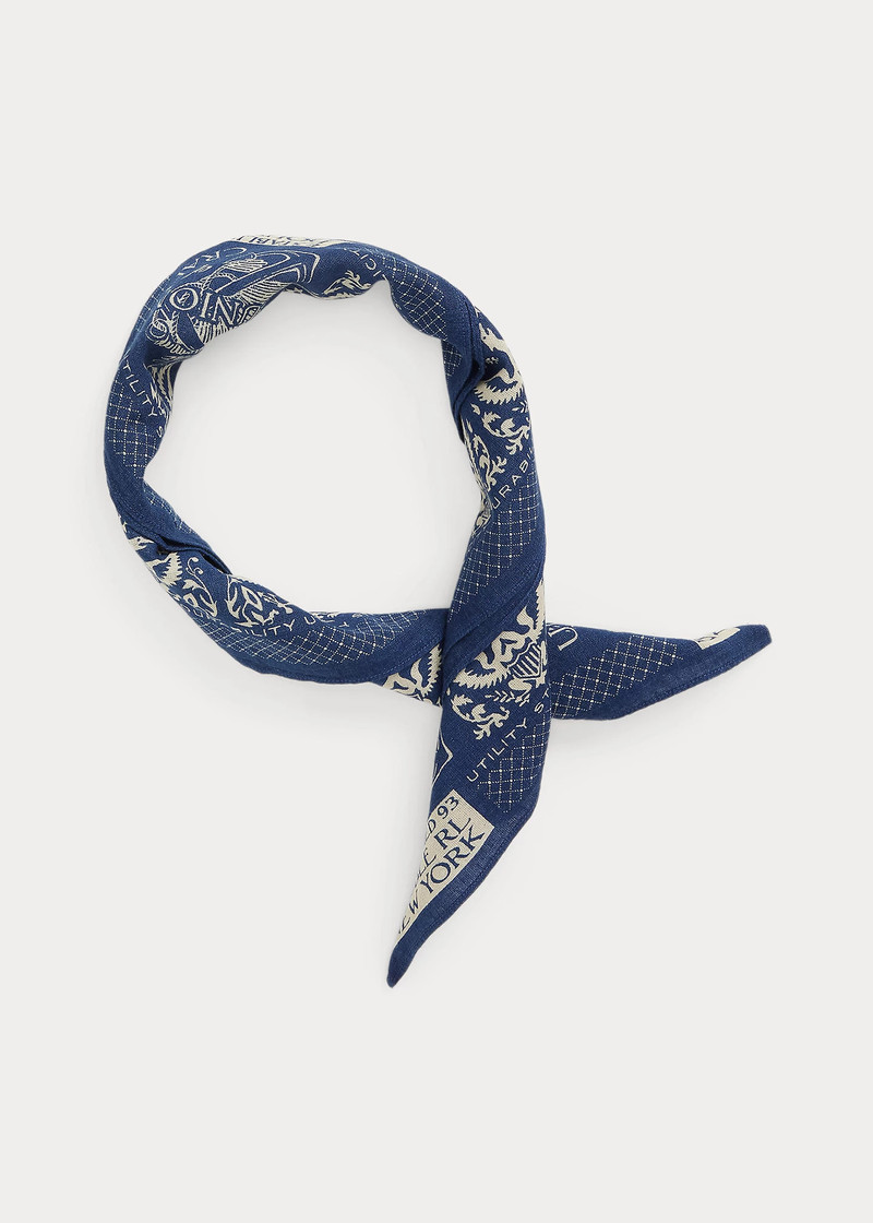 RRL by Ralph Lauren Indigo Floral-Print Cotton Bandanna outlook