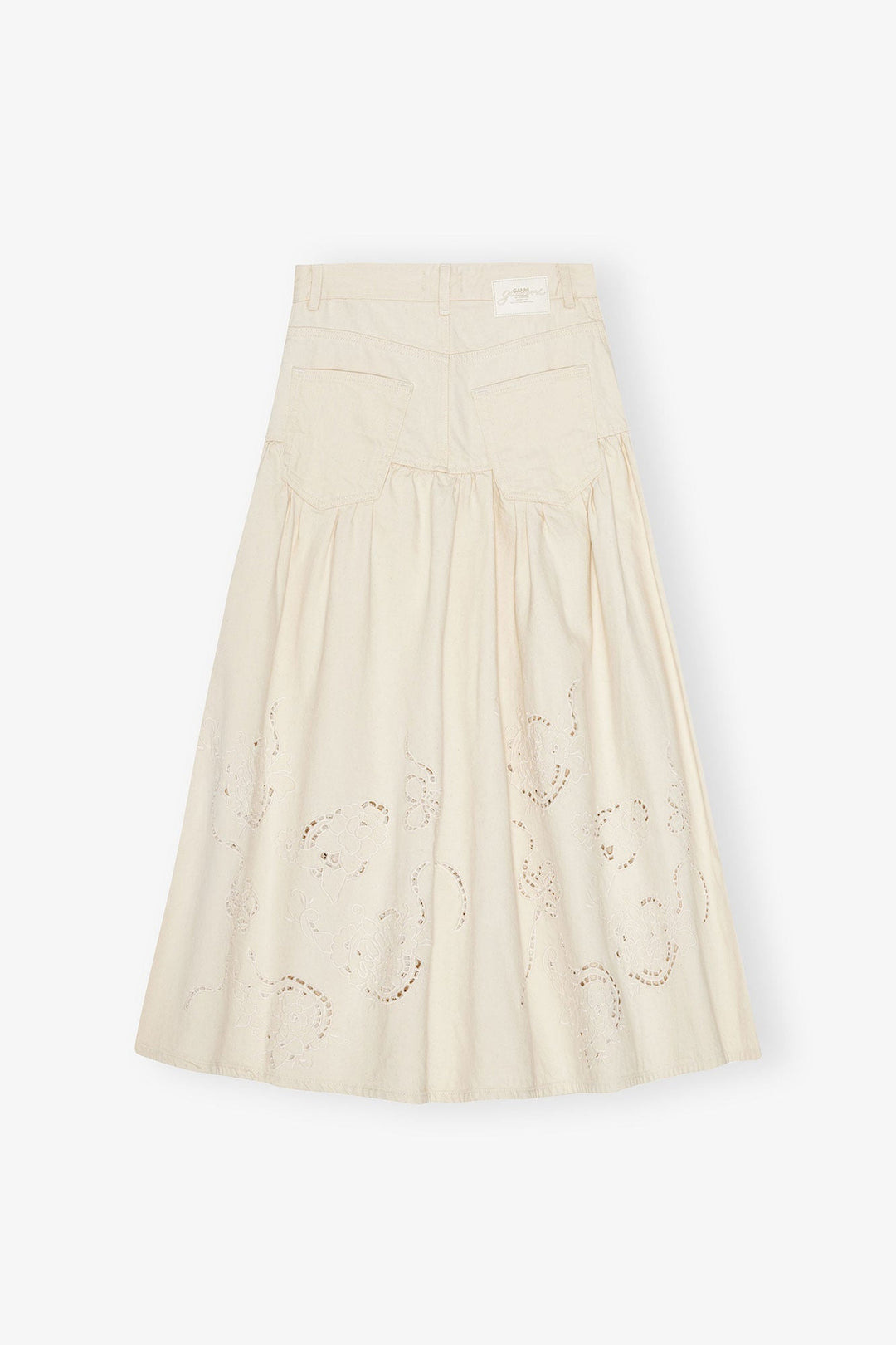 Broderie Anglaise Denim Long Skirt - 2