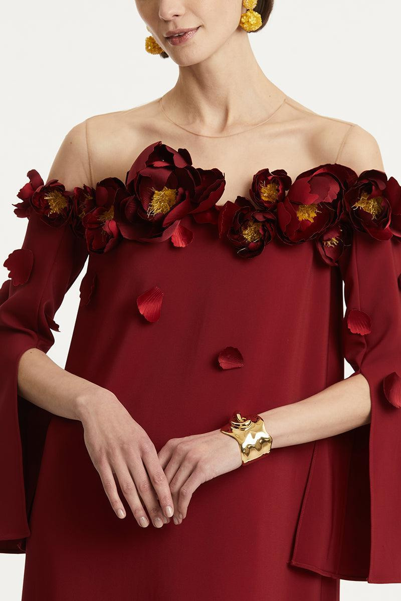 Illusion Off Shoulder Embroidered Caftan - 4
