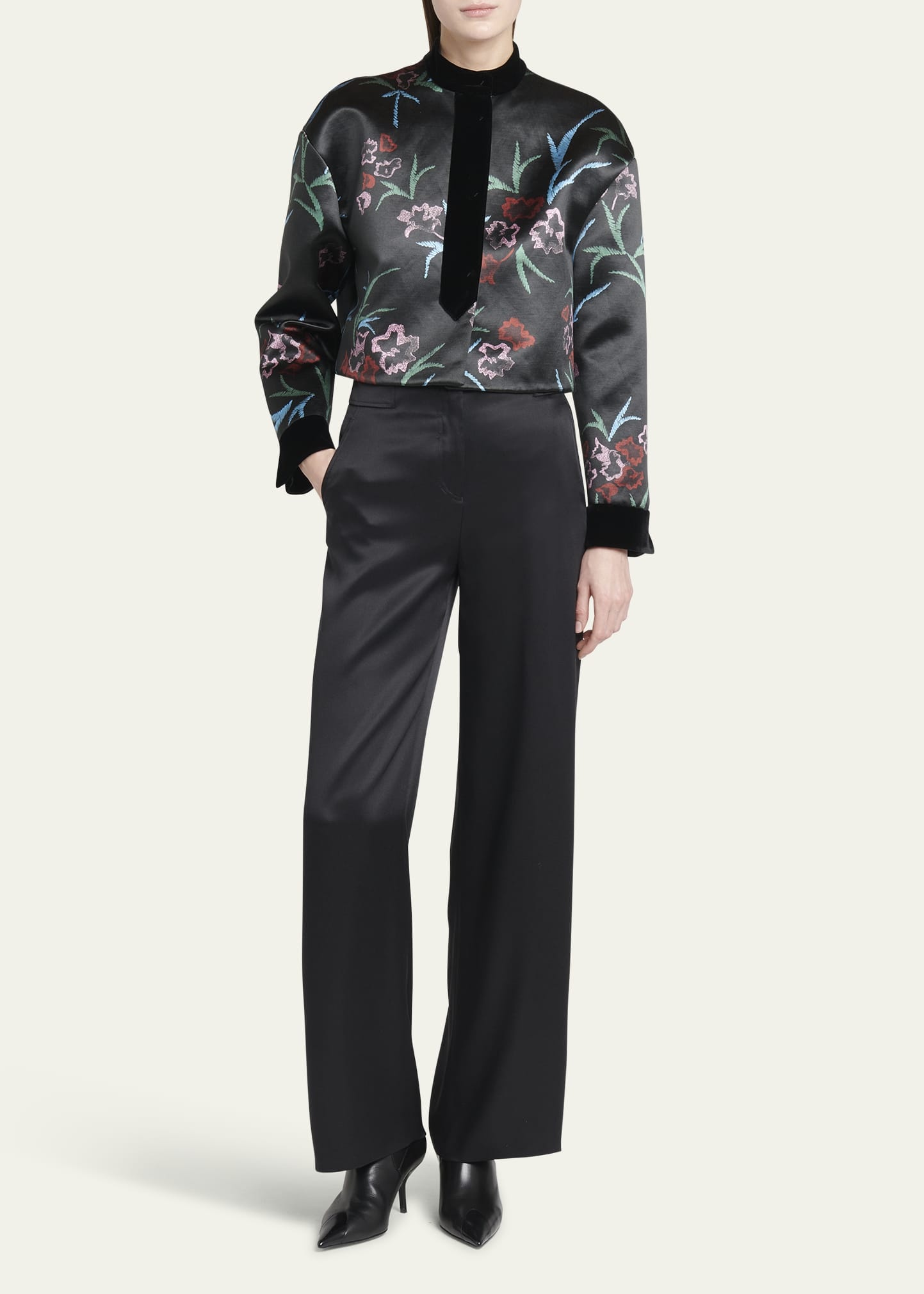 Silk-Blend Floral Shirt Jacket - 2