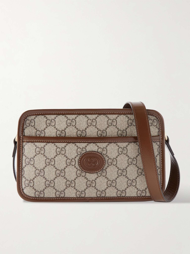 Leather-Trimmed Monogrammed Coated-Canvas Messenger Bag - 1