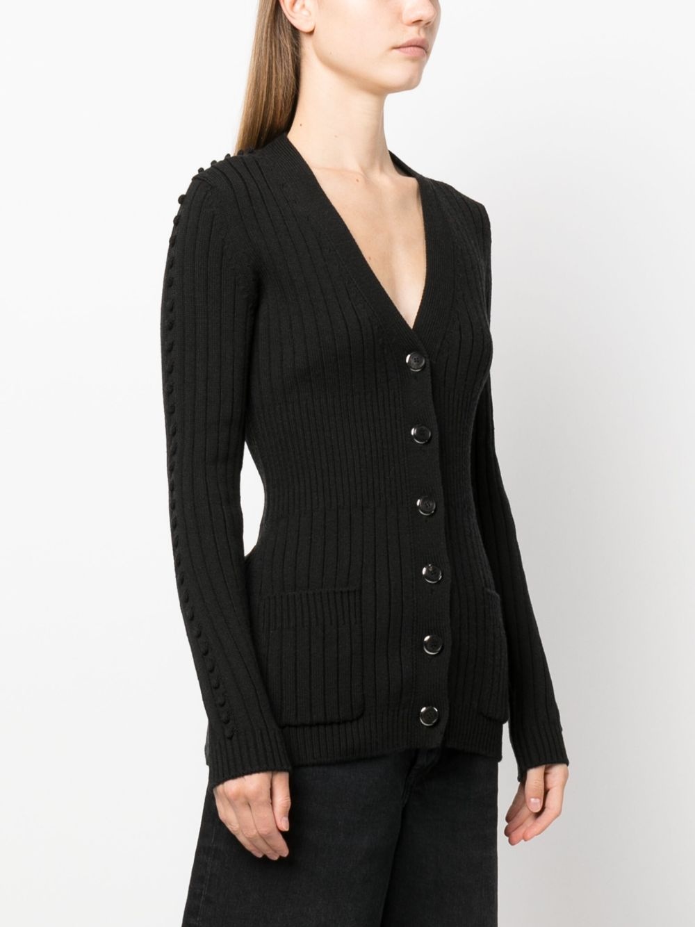V-neck ribbed cardigan - 3