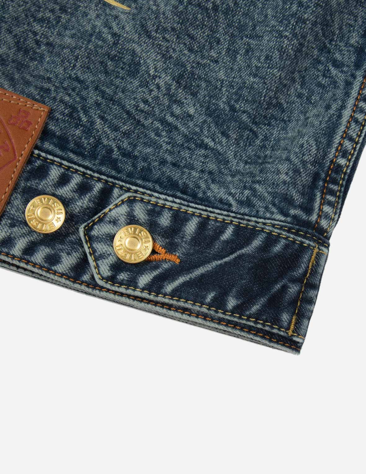 KAMON AND SEAGULL BROCADE APPLIQUÉ WITH CARP EMBRODIERY RELAX FIT DENIM JACKET - 11