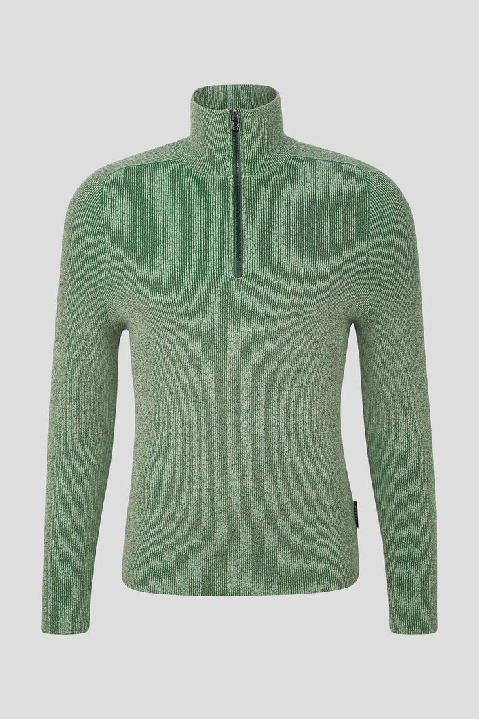 Lennard Half-zip pullover in Green melange - 1