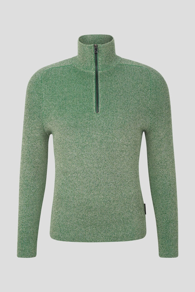 Lennard Half-zip pullover in Green melange 1