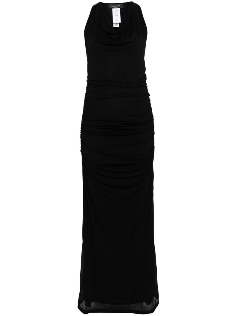 draped-collar sleeveless dress 1