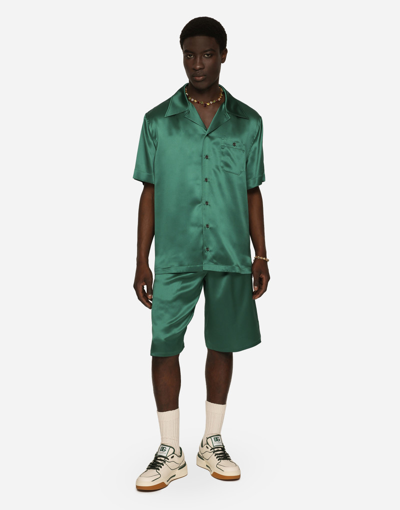 Dolce & Gabbana Silk satin jogging shorts with metal DG logo outlook