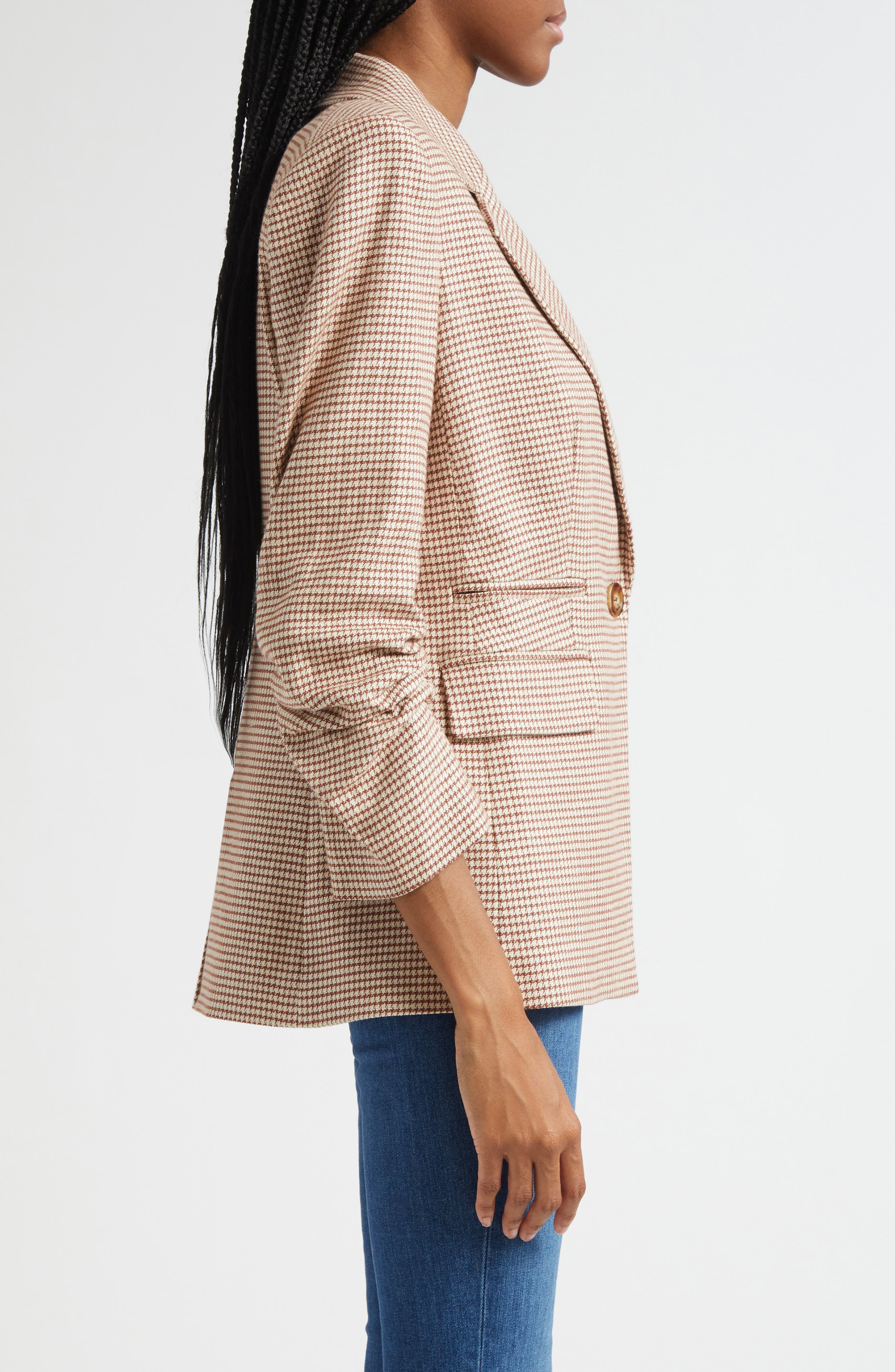 Veronica Beard Battista Houndstooth Check Dickey Jacket in Whisky Multi at Nordstrom - 5