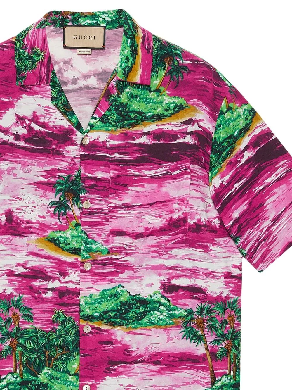 island-print bowling shirt - 3