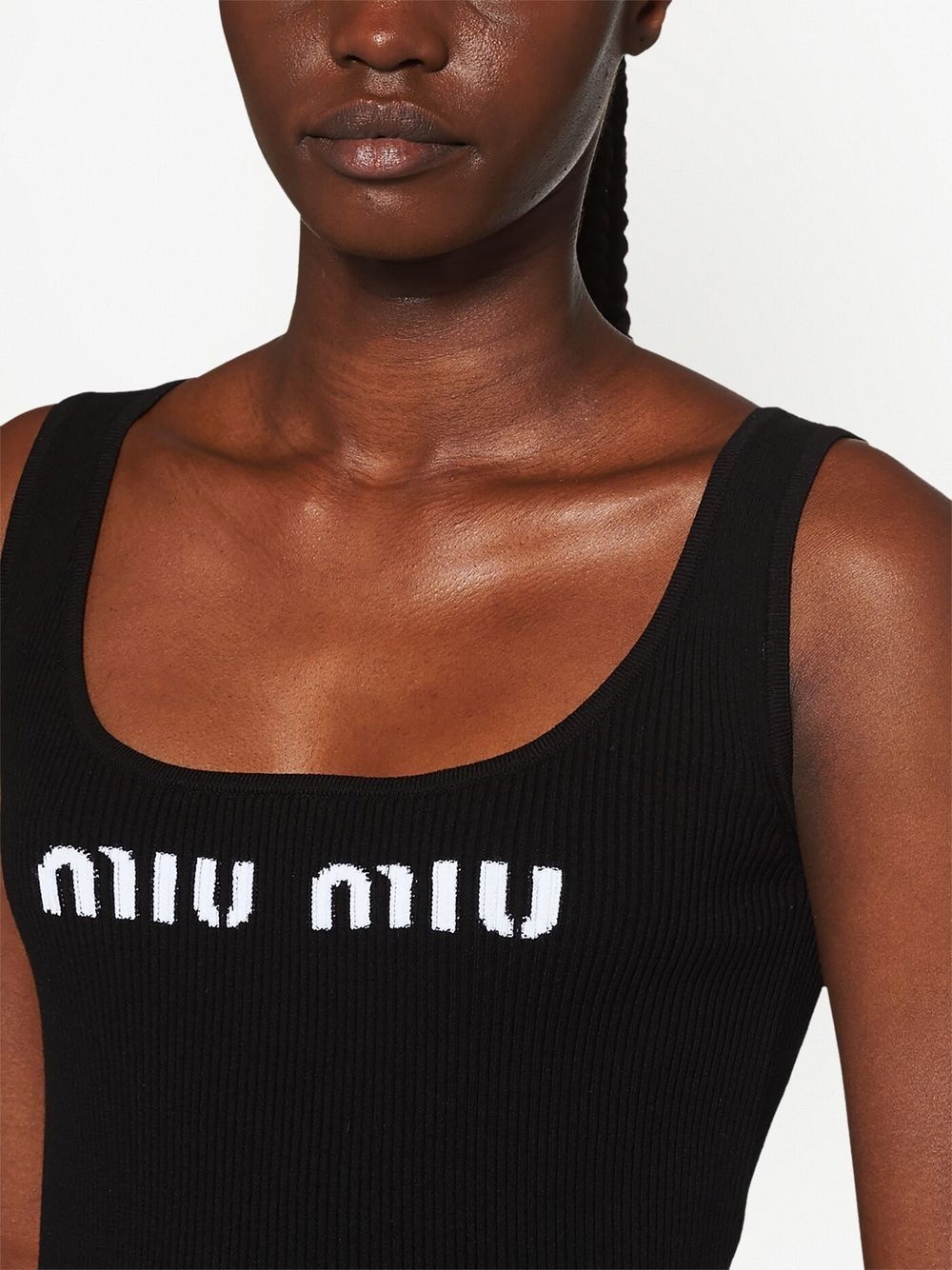 logo-knit ribbed tank top - 5