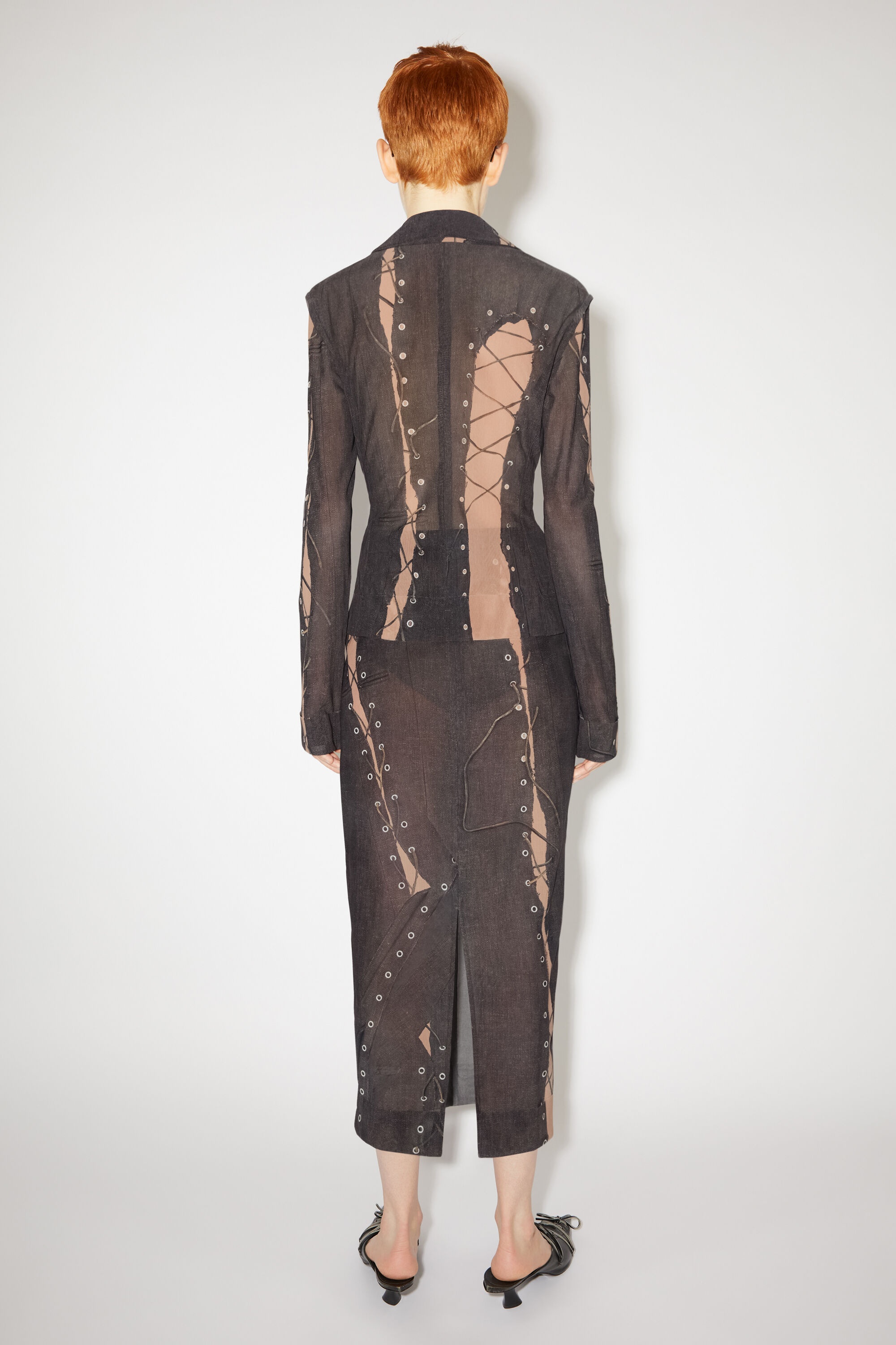 Trompe l'oeil skirt - Dark brown/beige - 3