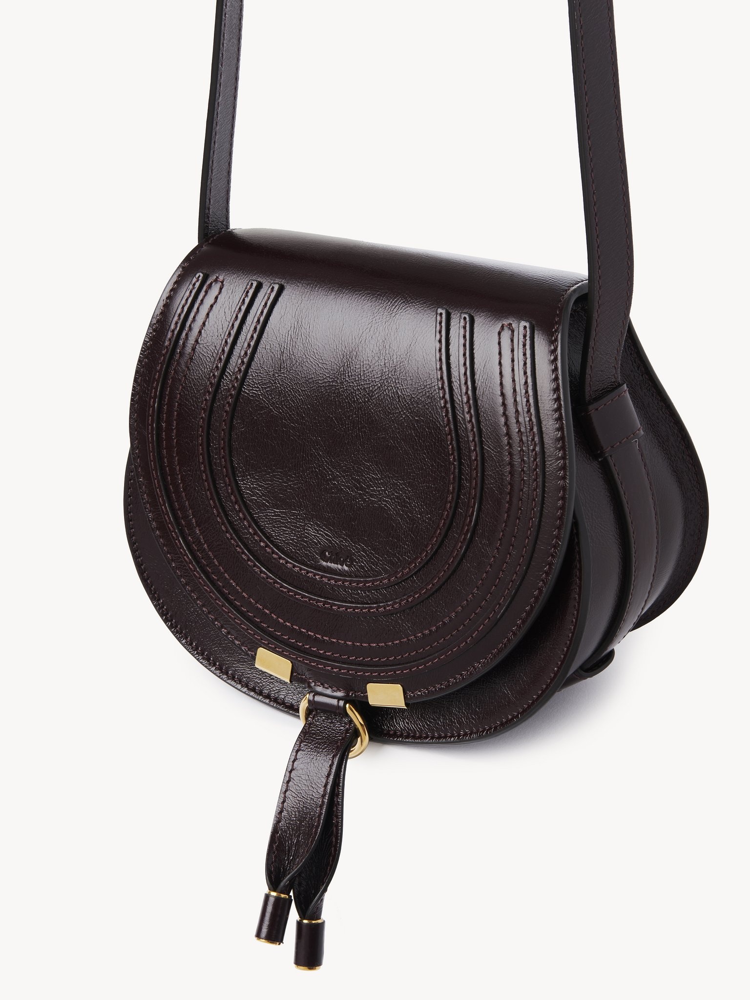 SMALL MARCIE SADDLE BAG IN SHINY LEATHER - 3