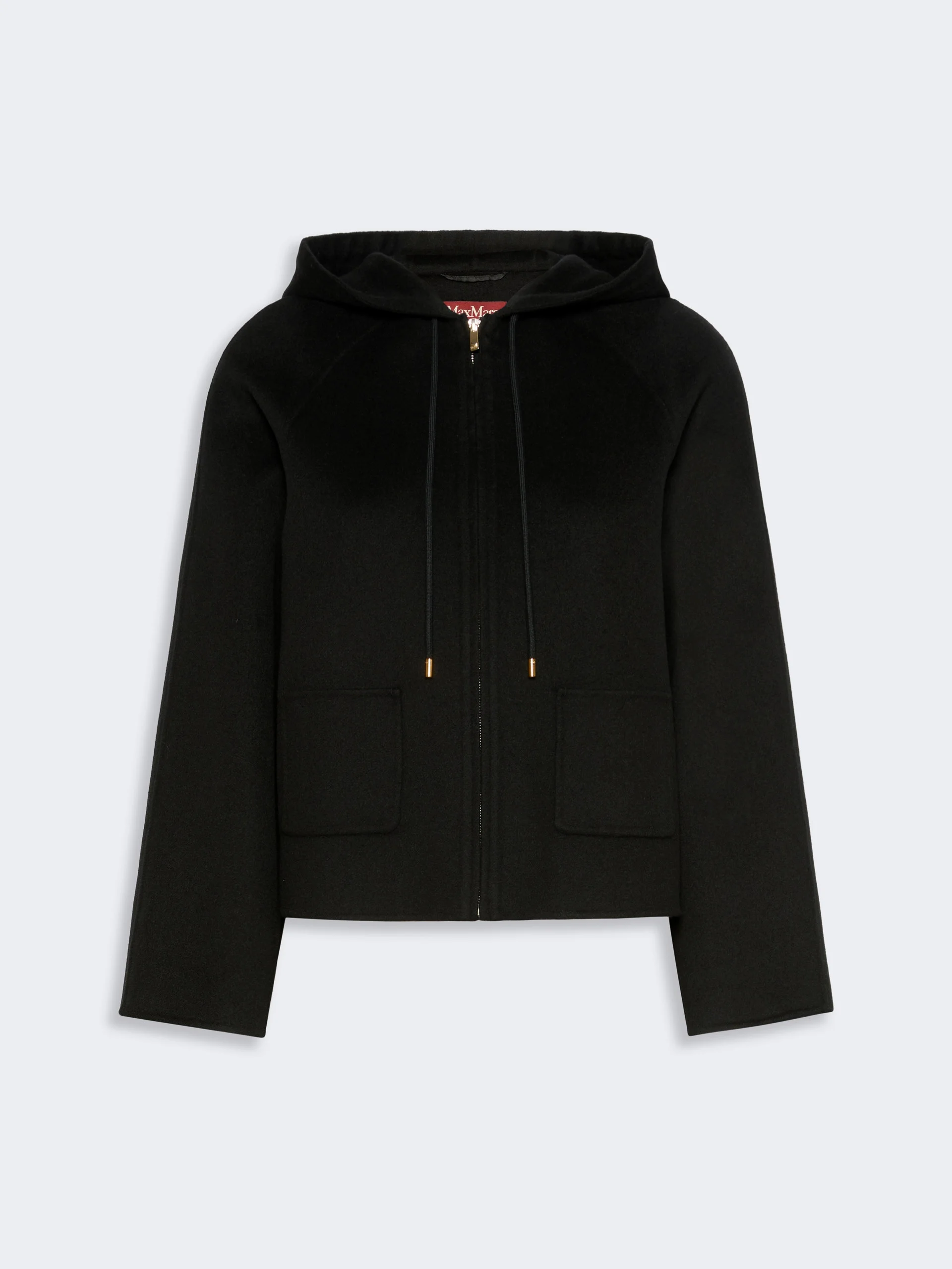 RADENTE Wool, cashmere and silk short hooded coat - BLACK - 1