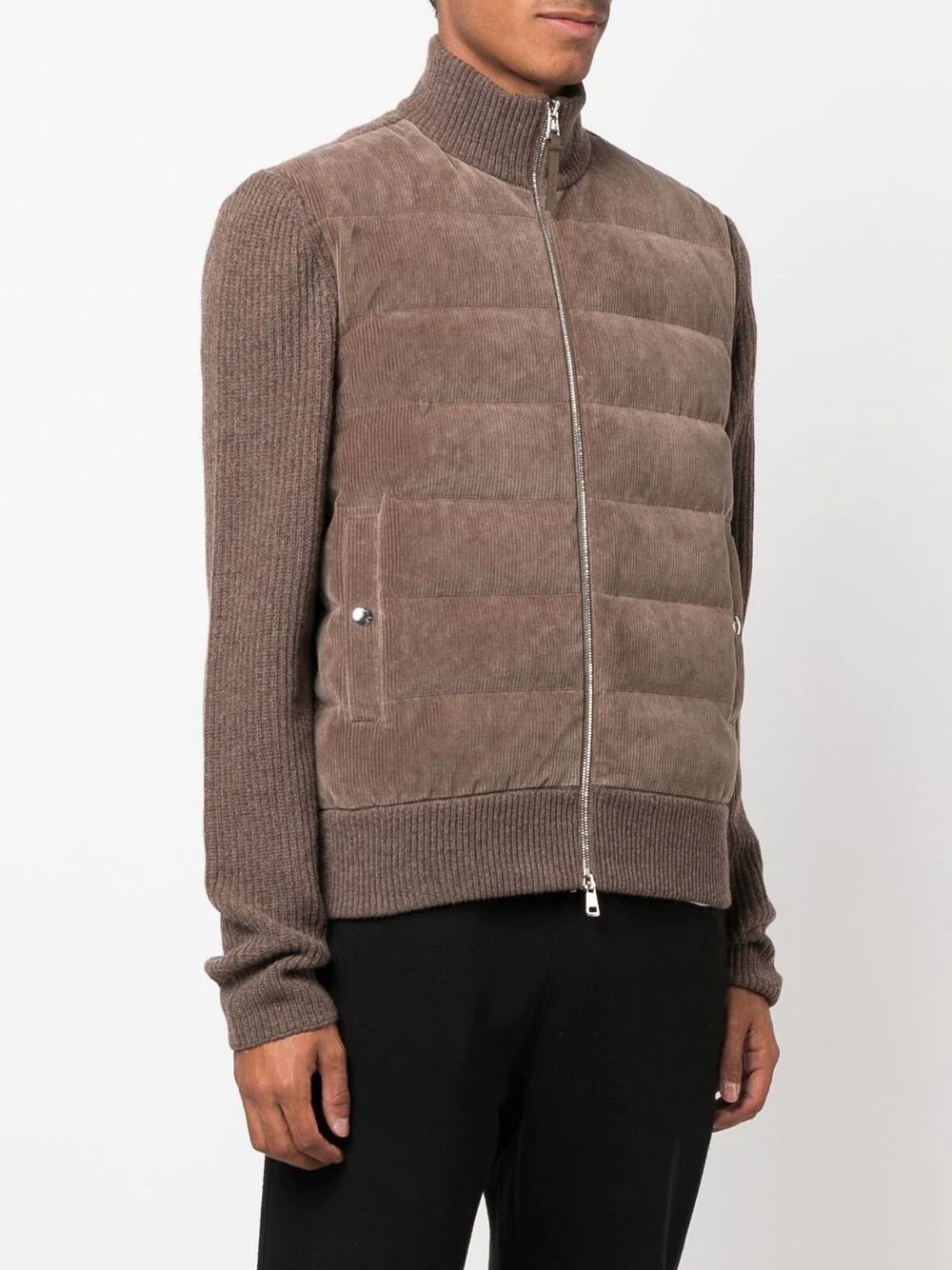 padded-panel knitted jacket - 3