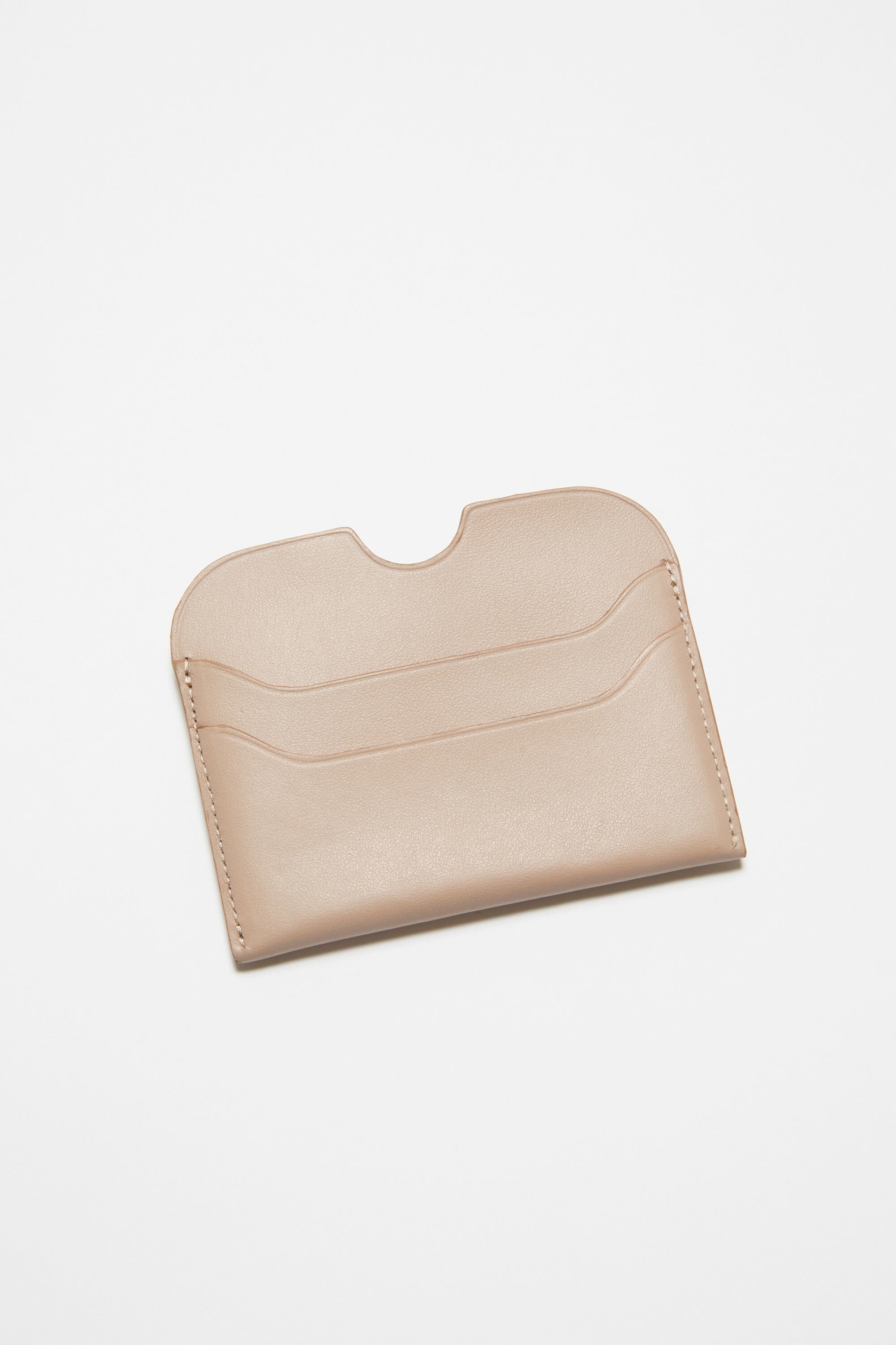 Leather card holder - Taupe beige - 4