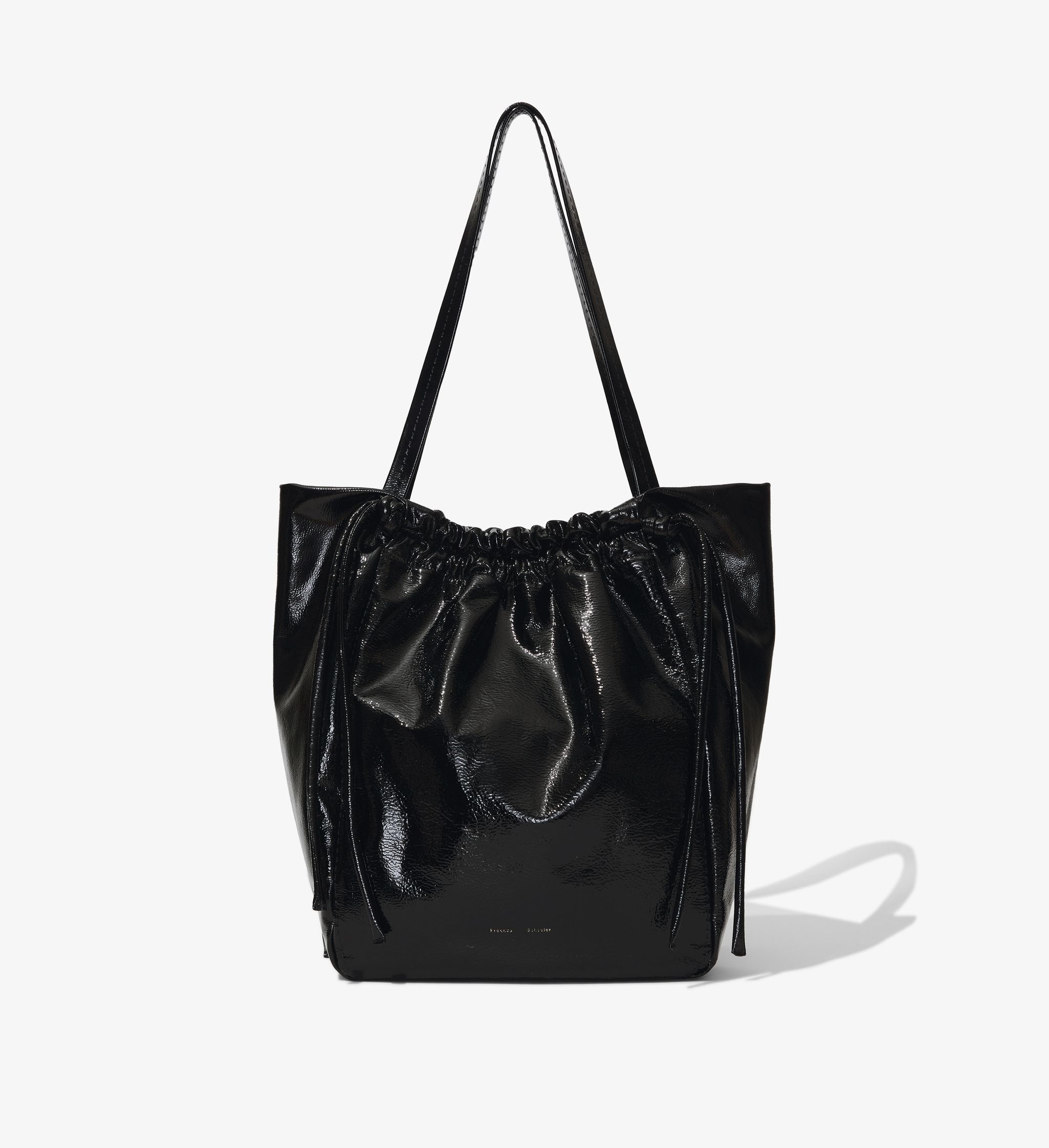 Crinkled Patent Drawstring Tote - 1