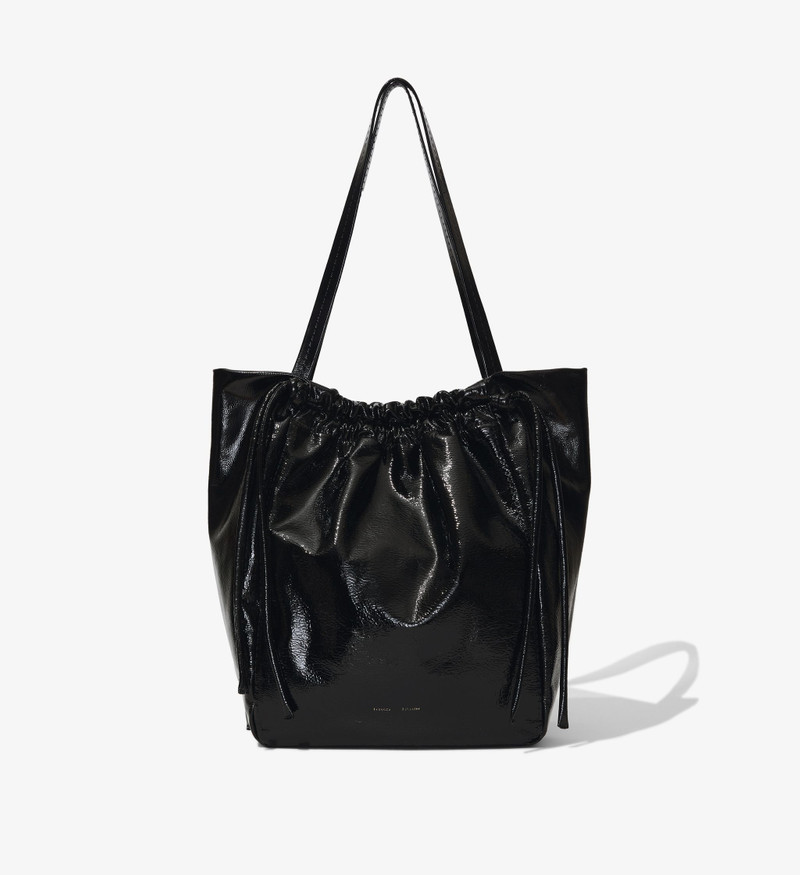 Crinkled Patent Drawstring Tote 1